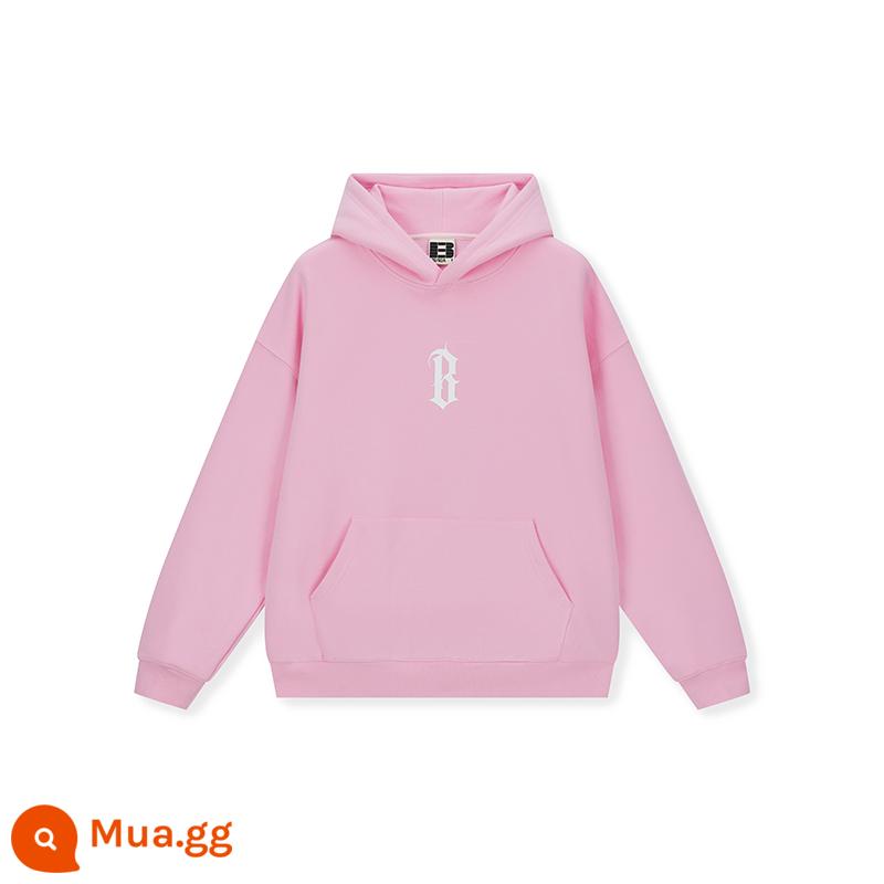 BONELESS cơ bản B từ keo in áo hoodie dệt kim có mũ Mỹ dạo phố cao cấp áo hoodie - bột barbie