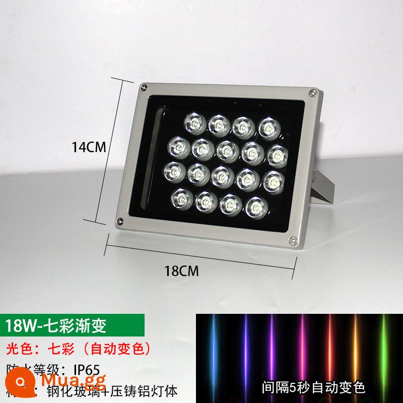 Đèn Pha LED Ngoài Trời Đèn Chiếu Sáng Chống Nước Cao Cấp Đèn Phong Cảnh Cắm Chôn Ánh Sáng Sân Vườn Phủ Xanh Đèn Cây - Thay đổi màu tự động đầy màu sắc 18W