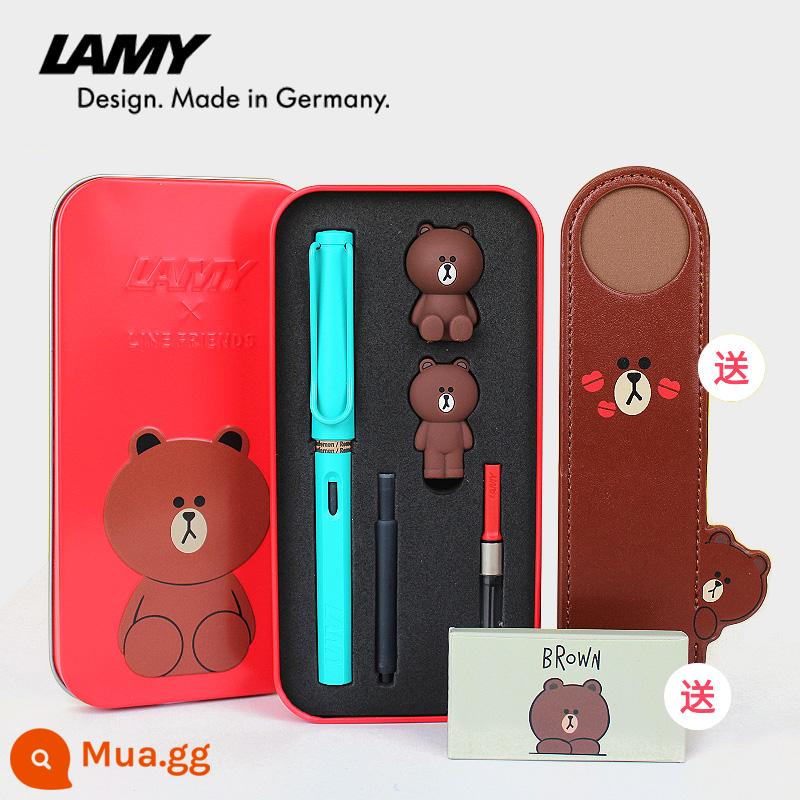 Ngày lễ tình nhân Năm mới Kỷ Mão Lamy Lễ hội mùa xuân món quà sinh nhật cô giáo dành cho bạn gái tặng bạn gái sáng tạo và thiết thực - Gấu Nâu-Aquamarine [Hộp Sắt Tinh Tế]