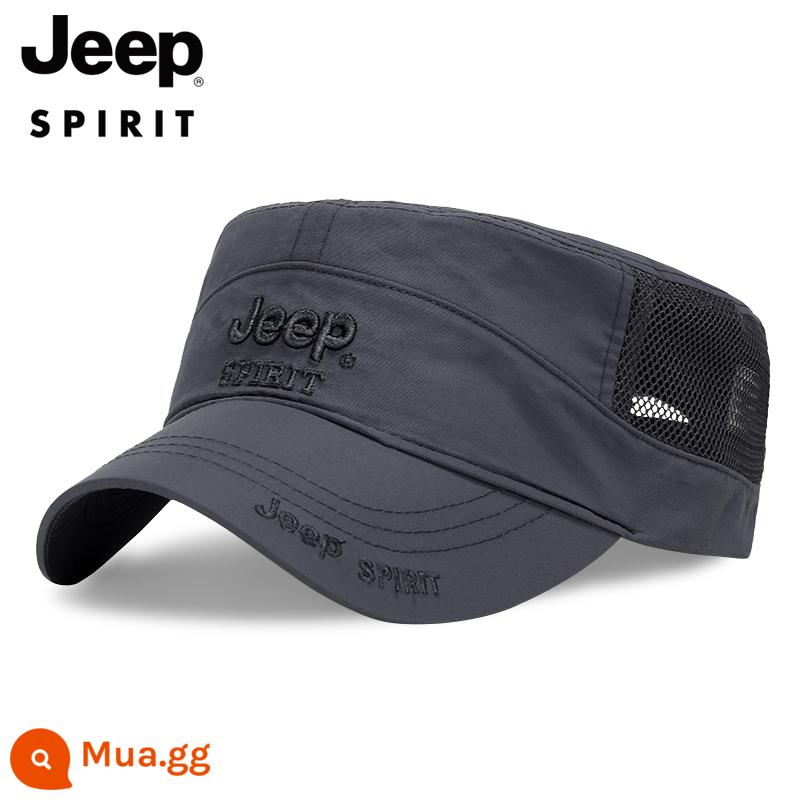 JEEP TINH THẦN Jeep Nón Nam Đầu Dẹt Plus Nhung Dày Mũ Cotton Người Trung Niên Và Người Cao Tuổi Đạt Đỉnh Nón mùa Thu Đông - [Phong cách mùa hè] Xám đậm