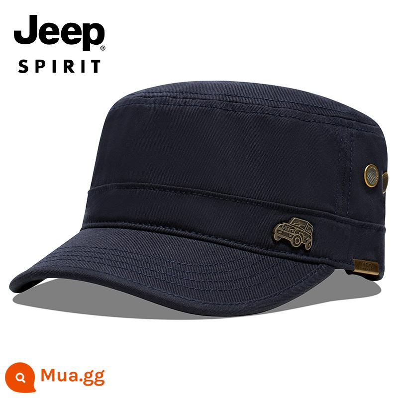 JEEP TINH THẦN Jeep Nón Nam Đầu Dẹt Plus Nhung Dày Mũ Cotton Người Trung Niên Và Người Cao Tuổi Đạt Đỉnh Nón mùa Thu Đông - Xanh đậm [Phong cách cổ điển bán chạy nhất]