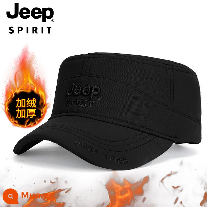 JEEP TINH THẦN Jeep Nón Nam Đầu Dẹt Plus Nhung Dày Mũ Cotton Người Trung Niên Và Người Cao Tuổi Đạt Đỉnh Nón mùa Thu Đông - [Mùa thu và mùa đông cộng với nhung] màu đen