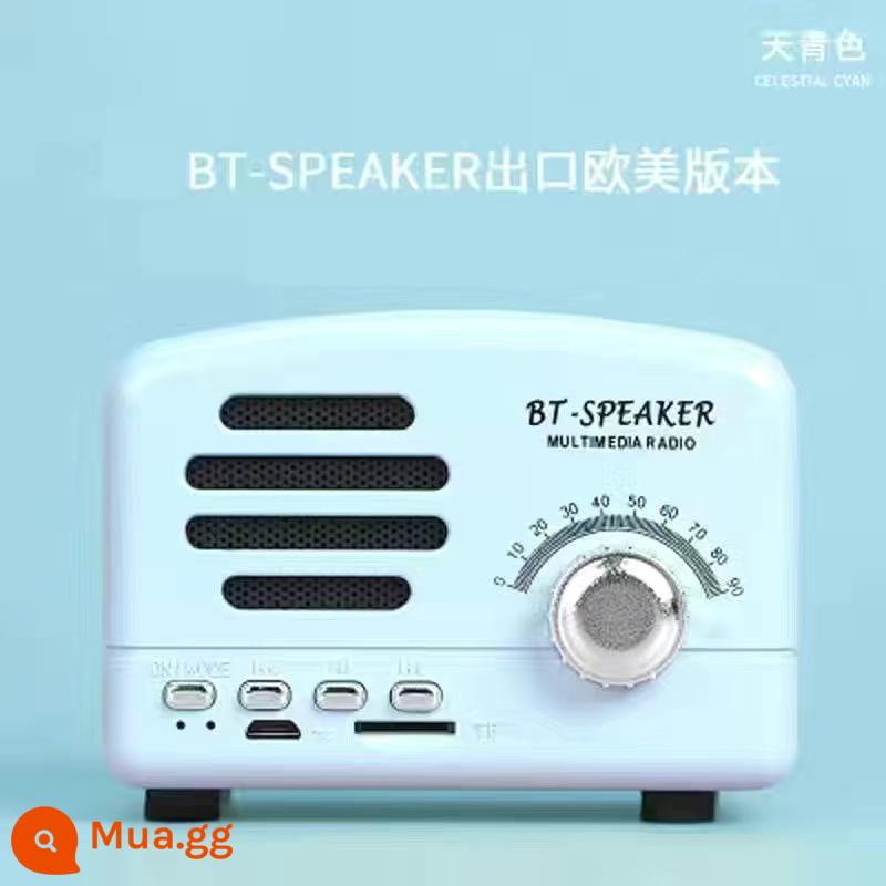 Âm thanh retro loa bluetooth không dây máy tính đĩa U nhỏ đài FM ngoài trời món quà sinh nhật dễ thương cho bé gái - màu xanh da trời