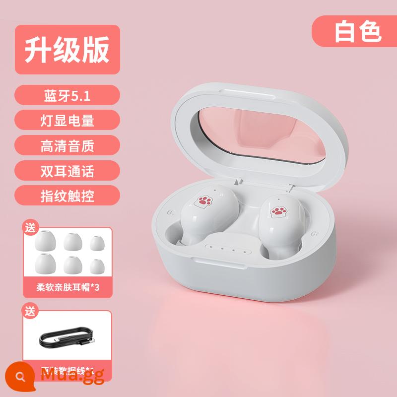 Tai nghe Bluetooth in-ear dành cho nữ không dây thực sự có giá trị cao 2022 thời lượng pin siêu dài mới thể thao mini chất lượng cao - Phiên bản nâng cấp màu trắng [Đèn hiển thị sức mạnh ❤ Chất lượng âm thanh độ nét cao ❤ Cuộc gọi hai tai ❤ Chạm vân tay]