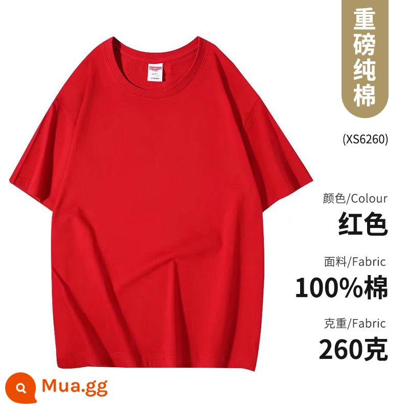 Quần áo công sở Áo thun cotton nguyên chất ngắn tay văn hóa áo sơ mi văn hóa trường trung học cơ sở đồng phục học sinh quần áo họp thể thao in logo - Loại C-đỏ