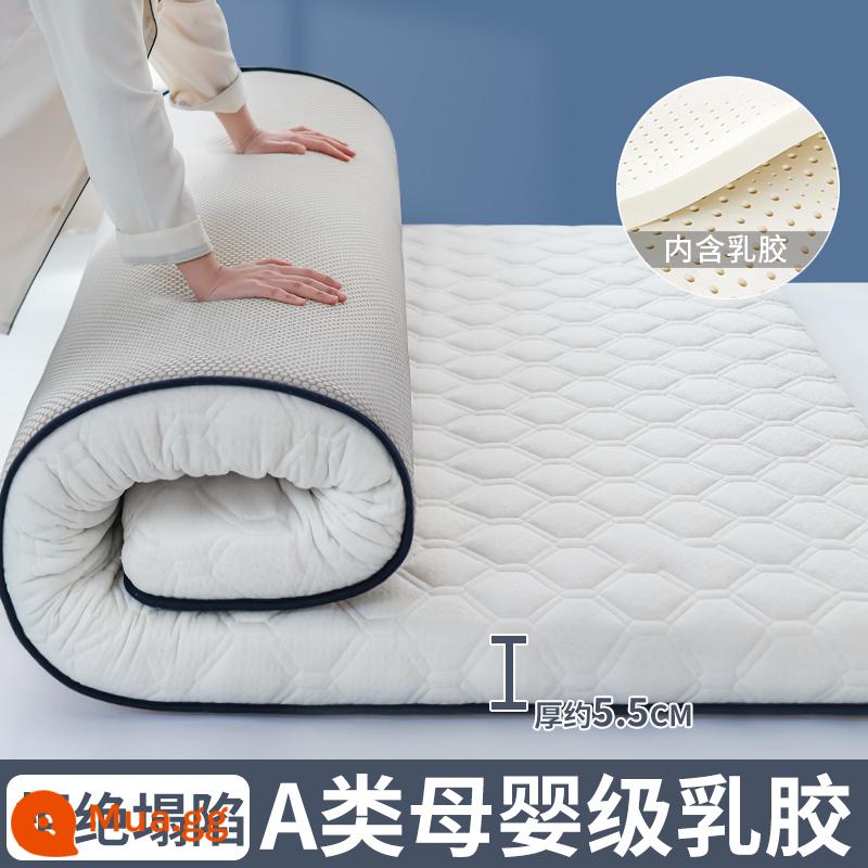 Nệm cao su đệm nhà dày ký túc xá sinh viên đơn chiếu tatami thảm xốp cho thuê chăn đặc biệt - (Độ dày: khoảng 5.5cm) Lưới lục giác - trắng [Áo công nghiệp 5 lớp mủ siêu dày + Vải kháng khuẩn, chống mạt loại A]