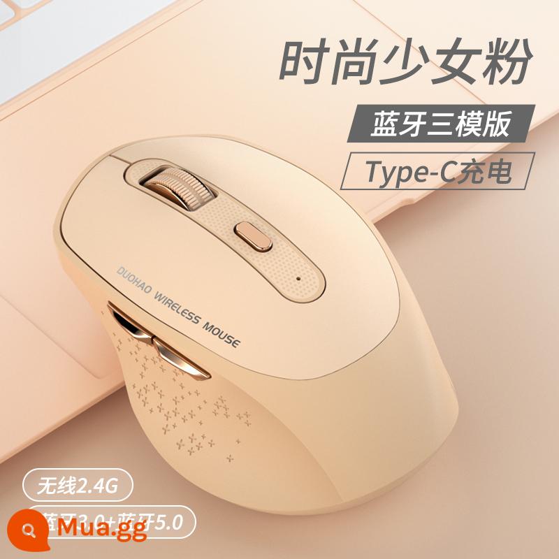 Giao diện Type-C Chuột không dây Bluetooth có thể sạc lại máy tính xách tay câm máy tính bảng ipad máy tính trò chơi văn phòng - [Mẫu chế độ kép Bluetooth type-c] điều khiển 6 nút màu hồng-nút im lặng-trải nghiệm sang trọng