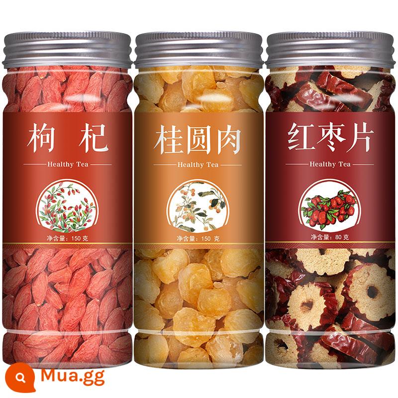 Dâu tằm khô dâu đen 500g dâu tằm đen cao cấp Trà hoa hồng Tân Cương kết hợp dâu tằm Ninh Hạ ngâm nước chính hãng - Dâu tây đỏ + nhãn + chà là đỏ [tổng cộng 3 lon]