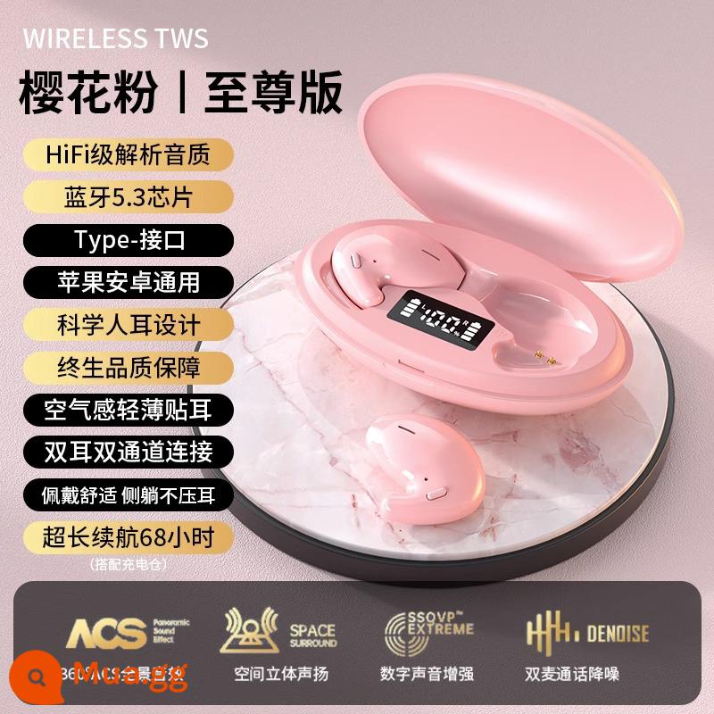 Tai nghe bluetooth dẫn xương true wireless không nhét tai 2023 cao cấp mới ngủ đeo lâu không đau tai siêu khủng pin lâu - Supreme Edition Sakura Pink [Không có cảm giác đeo + Tai mỏng nhẹ + Đeo khi nằm nghiêng + Hiệu ứng âm thanh Histen]