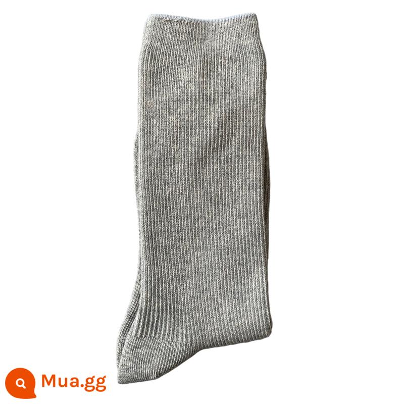 Mới Nữ Hoàng Nhật Bản Mẹ Của Phương Tây Màu Trơn Thêu Sao Thổ Mỹ Đôi Kim Cotton Phối Ống Vừa Đơn Giản Cho Nữ đống Tất Hợp Thời Trang - Tất trần không thêu/màu xám