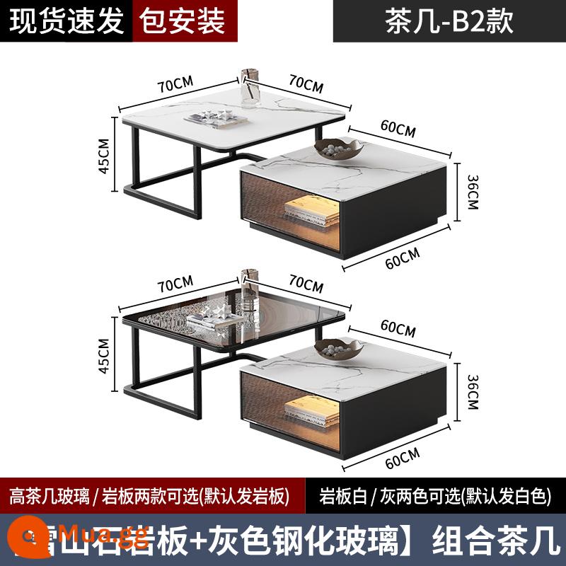 Tủ tivi treo kết hợp bàn cà phê đơn giản hiện đại treo tấm đá Tủ tivi treo nhẹ tủ âm tường treo tường sang trọng - Bàn trà kết hợp B2 chọn đá nhập khẩu + đèn LED cảm biến)