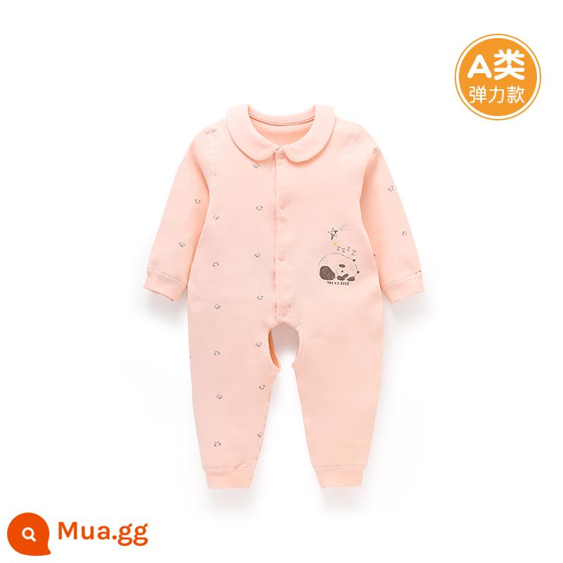 Quần áo cotton nguyên chất cho bé sơ sinh, áo liền quần có dây buộc mùa xuân thu, bé sơ sinh 0 đến 3 tháng đầy tháng, quần áo mùa xuân cho bé nam và nữ - H0457 hồng