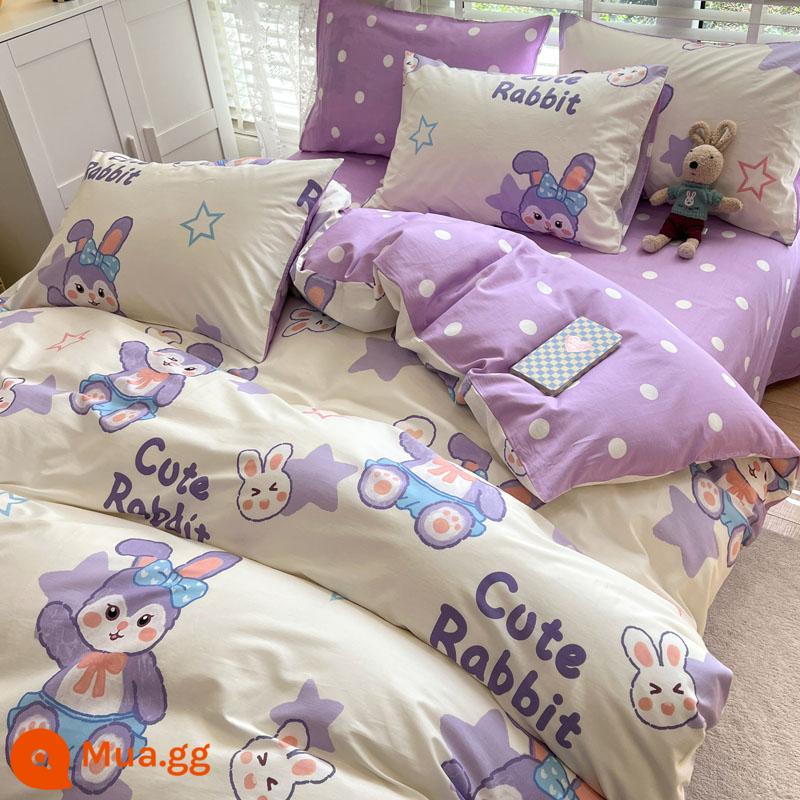 [Vỏ chăn một sản phẩm] Vỏ chăn cotton nguyên chất hình trái tim cô gái hoạt hình chú thỏ dễ thương thân thiện với da ký túc xá Vỏ chăn đơn và đôi - hoa cúc