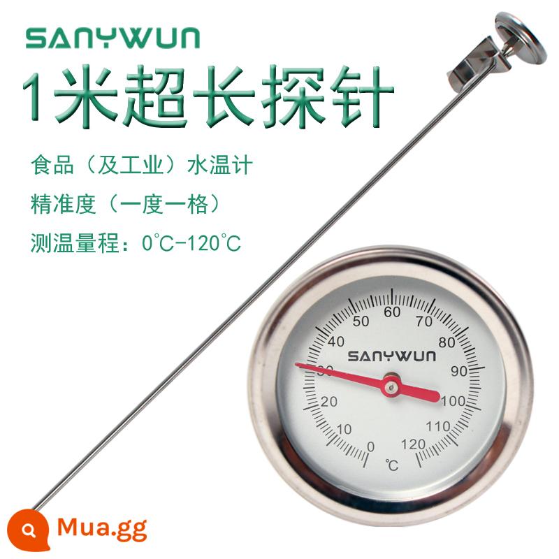 Sanyin 1m đầu dò siêu dài nhiệt độ nước ủ phân nhiệt độ dầu đồng hồ đo nhiệt độ thực phẩm trung tâm công nghiệp đồng hồ đo nhiệt độ dầu độ chính xác cao - Nhiệt kế dài 1 mét (0-120 độ)