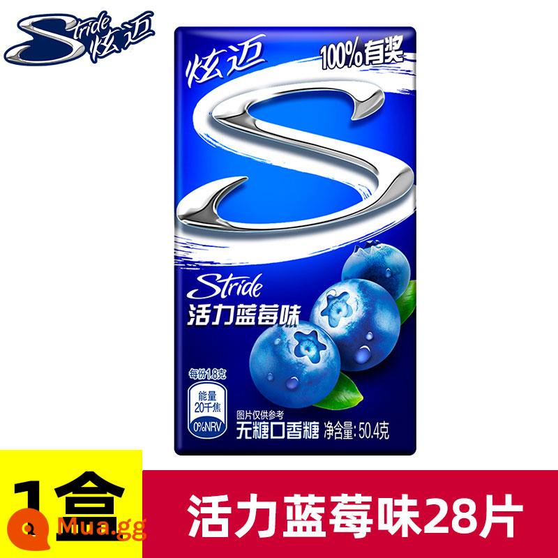 Kẹo cao su không đường Hyun Mai 28 cái * 4 hộp trắng đào bạc hà vị dưa hấu kẹo cao su bong bóng hơi thở thơm mát xylitol không đường - Viên nén hương việt quất Vitality X28