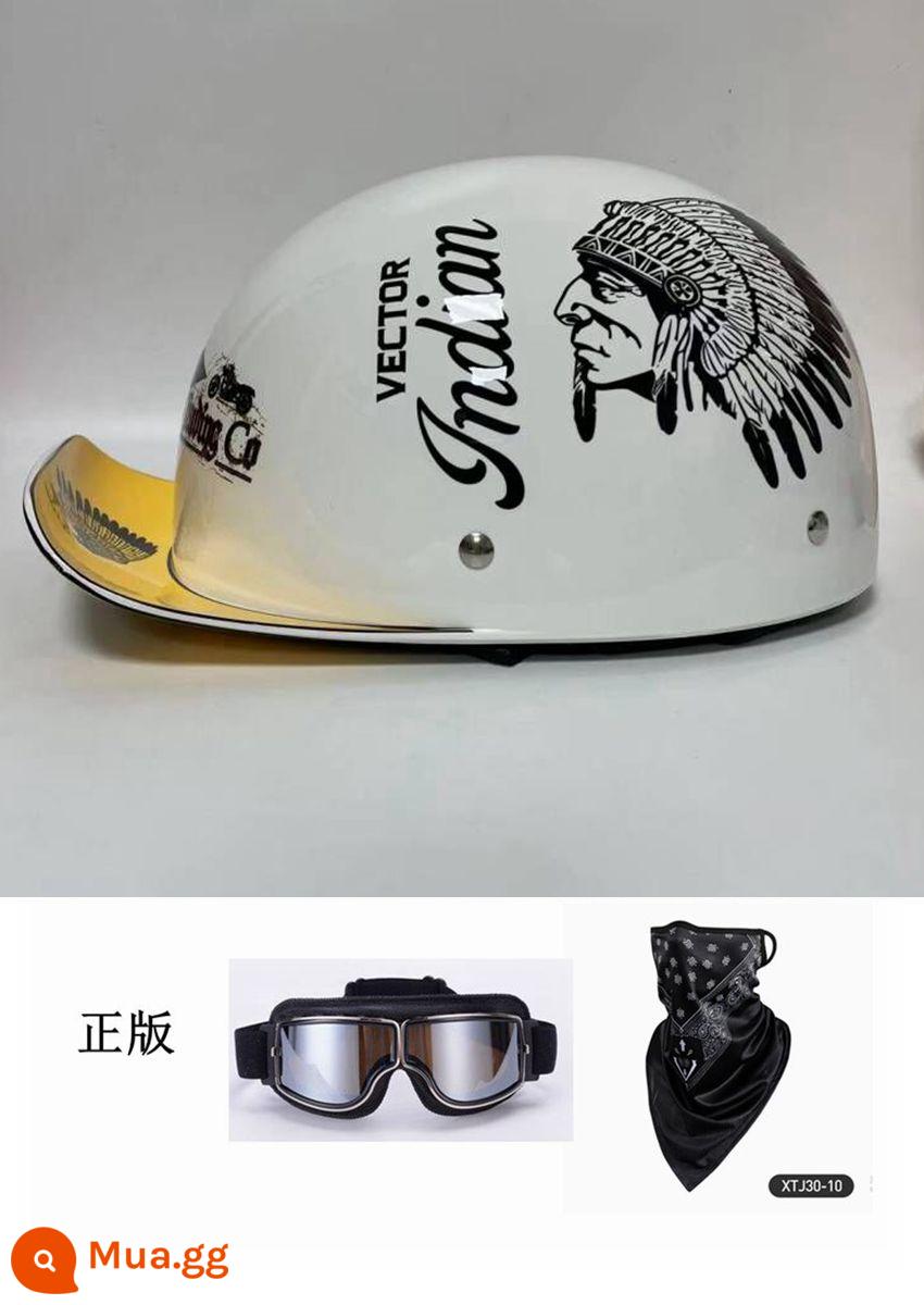 Mũ bảo hiểm nửa nam nữ cứng phong cách Đức xúc mũ bảo hiểm Harley Retro vành lớn xe điện xám nhạt hoàng tử mũ bảo hiểm mùa hè - qike trắng của Ấn Độ