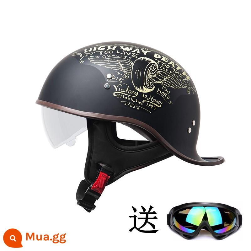 3C Chứng Nhận Xe Máy Mũ Nam Harley Mũ Bảo Hiểm Nửa Nữ Mỹ Muỗng Mũ Bảo Hiểm Nửa Ấm Bốn Mùa Retro Xe Máy Bốn Mùa - Bánh xe 007/112 (lớp lót có thể tháo rời)