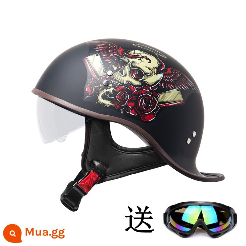 3C Chứng Nhận Xe Máy Mũ Nam Harley Mũ Bảo Hiểm Nửa Nữ Mỹ Muỗng Mũ Bảo Hiểm Nửa Ấm Bốn Mùa Retro Xe Máy Bốn Mùa - 007/112 Rider Devil Red (lớp lót có thể tháo rời)