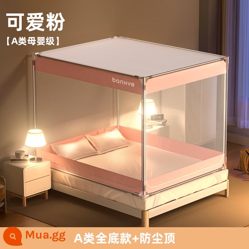 Mùng yurt home kháng khuẩn cao cấp mẫu mới 2023 phòng ngủ miễn phí lắp đặt cho trẻ em và trẻ sơ sinh 2022 full đáy - [Phấn dễ thương] Đáy Full Class A + Áo chống bụi - Chống muỗi và chống rơi