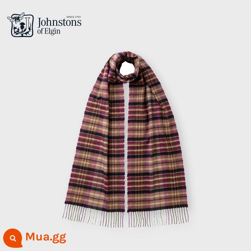 [Mua đôi cộng thêm 12 chiếc] Johnstons of Elgin Khăn quàng cổ cashmere nguyên chất kẻ sọc cổ điển của Anh mùa thu đông - mô hình cây kế đồng ruộng