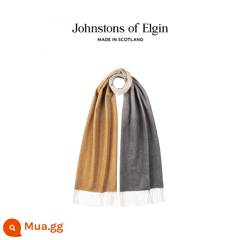 [Giảm giá 10% cuối mùa] Khăn len cashmere nguyên chất có độ dốc rộng của Johnstons of Elgin dành cho nam và nữ trong mùa đông - Độ dốc màu xám lạc đà và khói