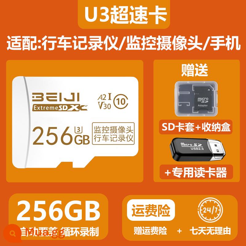 Thẻ nhớ 512g ghi âm lái xe thẻ nhớ thẻ tf giám sát bộ nhớ thẻ đặc biệt thẻ điện thoại di động thẻ sd thẻ tốc độ cao - 256G Super Speed ​​​​U3 [Thích ứng với máy ghi âm lái xe/Màn hình/Điện thoại di động] + Đầu đọc thẻ