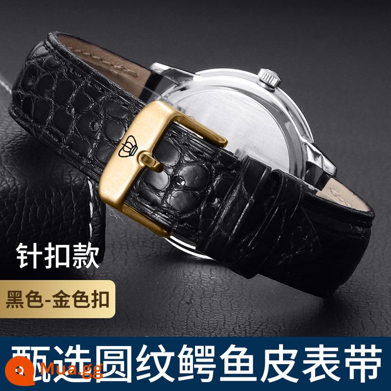 TIANWANG BANDING CROCODILILE DA TEMPLIM Rắc Step Steel Double Nhấn - Khóa cài vàng đen