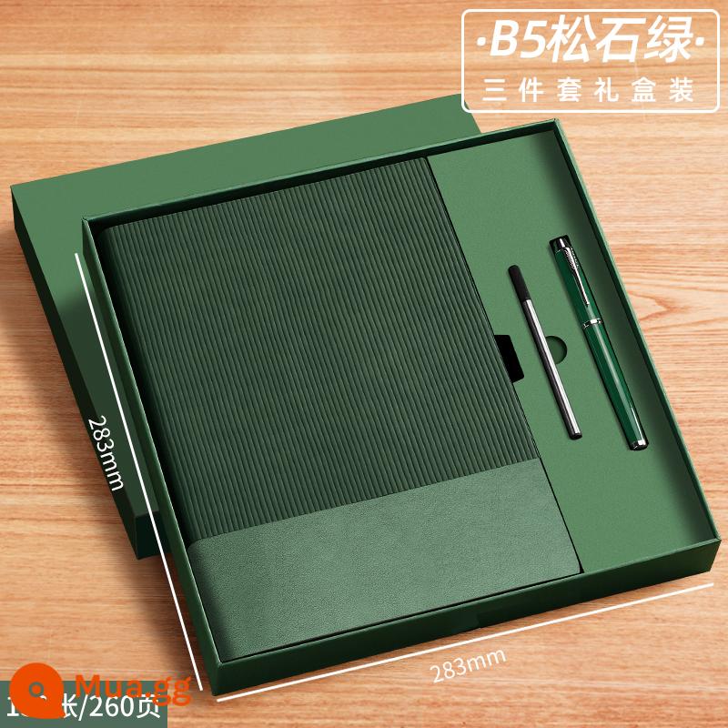 A6 máy tính xách tay cuốn sách nhỏ di động nhỏ mini xách tay bỏ túi văn phòng kinh doanh làm việc notepad cuốn sách nhỏ ghi nhớ cuộc họp cuốn sách tùy chỉnh có thể in logo - Bộ 3 món B5-Xanh Ngọc (130 ảnh) (bút ký + ruột bút)