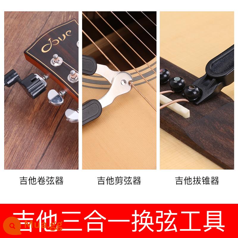 Đàn Guitar Người Mới Bắt Đầu Phụ Kiện Tặng Ba Lô Đàn Guitar Dây Chuyển Vị Kẹp Chỉnh Ngón Tay Cốt Cốt Cuốn Gọn Toàn Bộ - Bộ đổi dây 3 trong 1