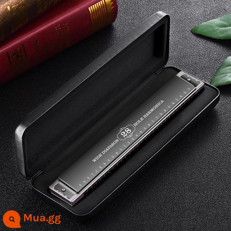 Đức nhập khẩu sậy thiên nga 28 lỗ có dấu kèn harmonica dành cho người lớn chơi chuyên nghiệp cấp mới bắt đầu Phím C đa âm 24 lỗ - [Cấp độ biểu diễn] Mẫu chuẩn nhạc 28 lỗ phím C màu đen có dấu + trọn bộ quà tặng