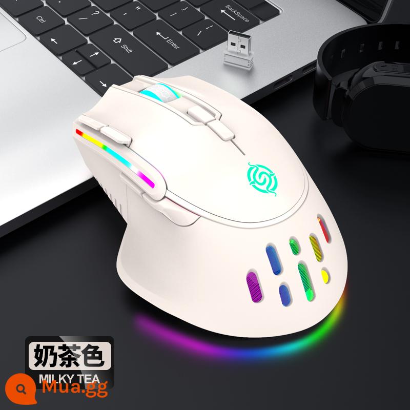 Chuột sạc không dây Viper máy tính xách tay chơi game RGB phát sáng điện cạnh tranh tay lớn chuyên dụng LOL - ✅Phiên bản trà sữa trắng không dây tặng kèm miếng lót chuột chơi game