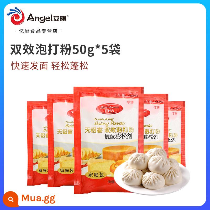 Angel Hundred Diamond Không Nhôm Bột Làm Bánh Tác Dụng Kép Home Pack Nướng Bánh Hộ Gia Đình Ăn Được Bánh Bao Lông Tơ Đại Lý - Bột nở 50g*5 gói [gói đỏ] kèm thìa đong