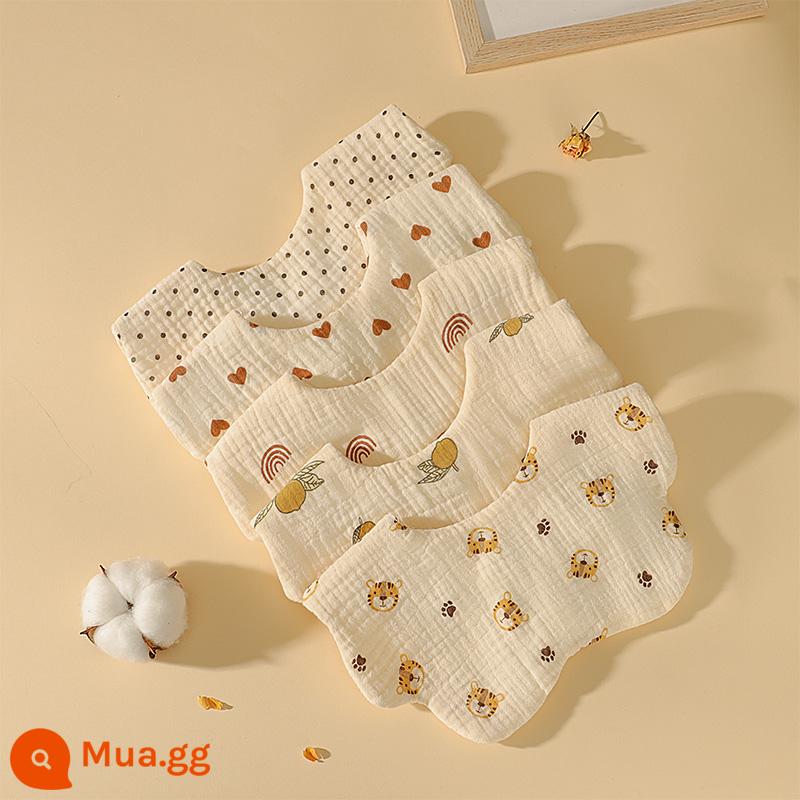 Nước bọt cho bé khăn yếm dày sơ sinh bé gái và bé trai cotton nguyên chất chống thấm nước miếng đệm khăn khăn mùa thu đông - [5 món] Hổ + chanh + cầu vồng + tình yêu + chấm bi