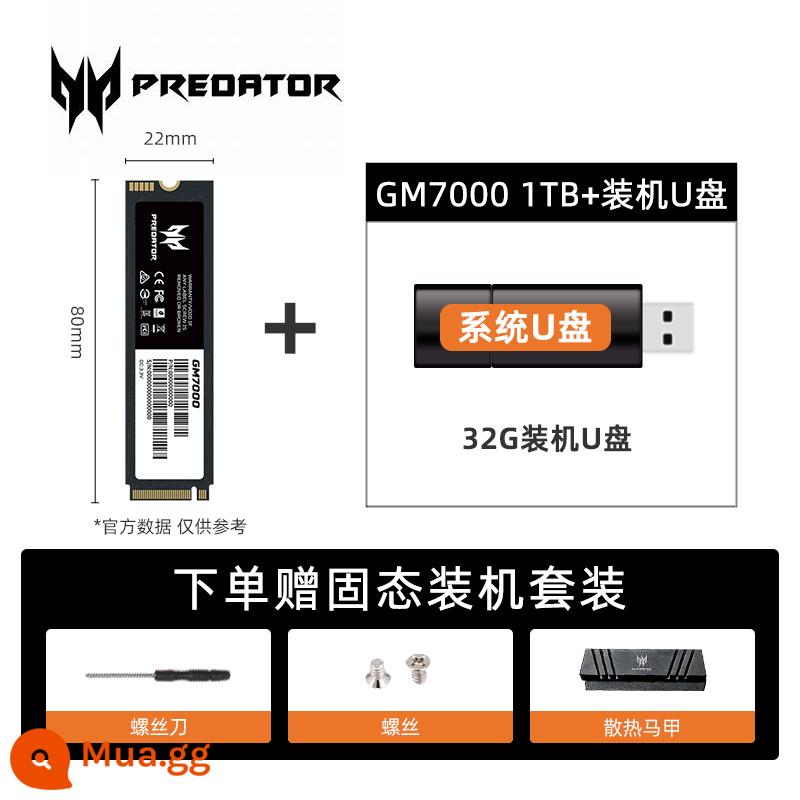 Ổ cứng thể rắn Acer Predator GM7 2TB 4TB M.2 SSD pcie4.0 GM7000 1tb PS5 - Ổ đĩa flash USB cài đặt GM7000 1TB+32G