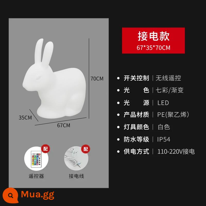 Solar Solar Outdo Glowing Rabbit Light Courtyard Cảnh Villa Vườn Bố cục Hộ gia đình Động vật hoạt hình trang trí Động vật hoạt hình - 67*35*70CM/Phiên bản điện