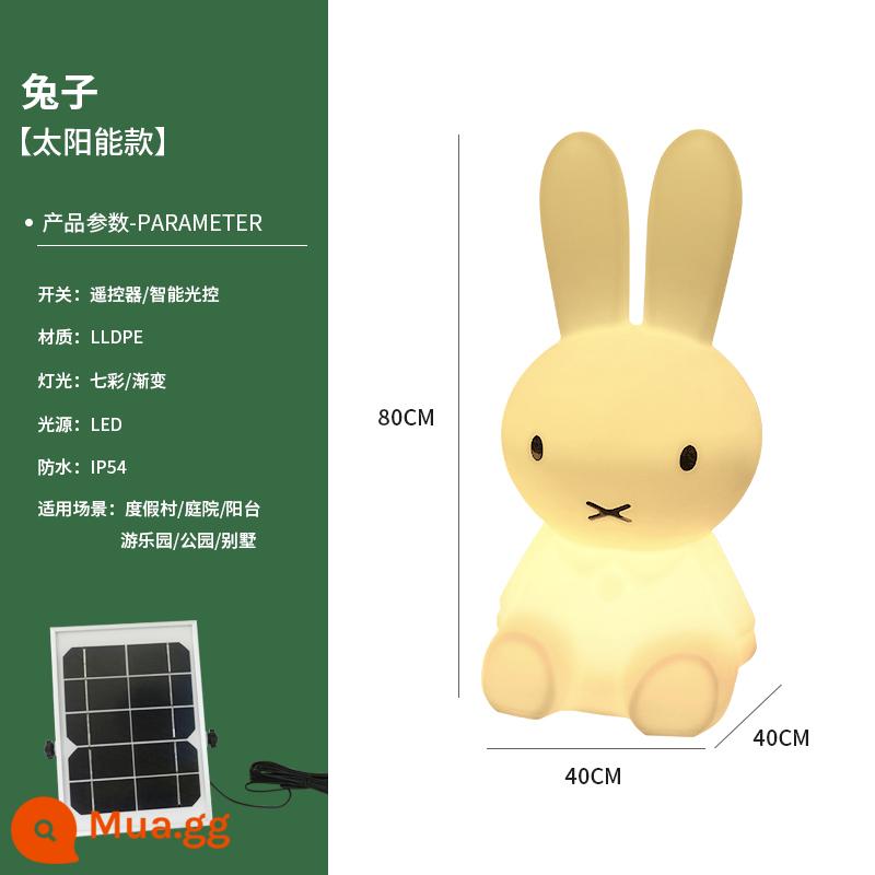 Solar Solar Outdo Glowing Rabbit Light Courtyard Cảnh Villa Vườn Bố cục Hộ gia đình Động vật hoạt hình trang trí Động vật hoạt hình - [Năng lượng mặt trời] 80CM