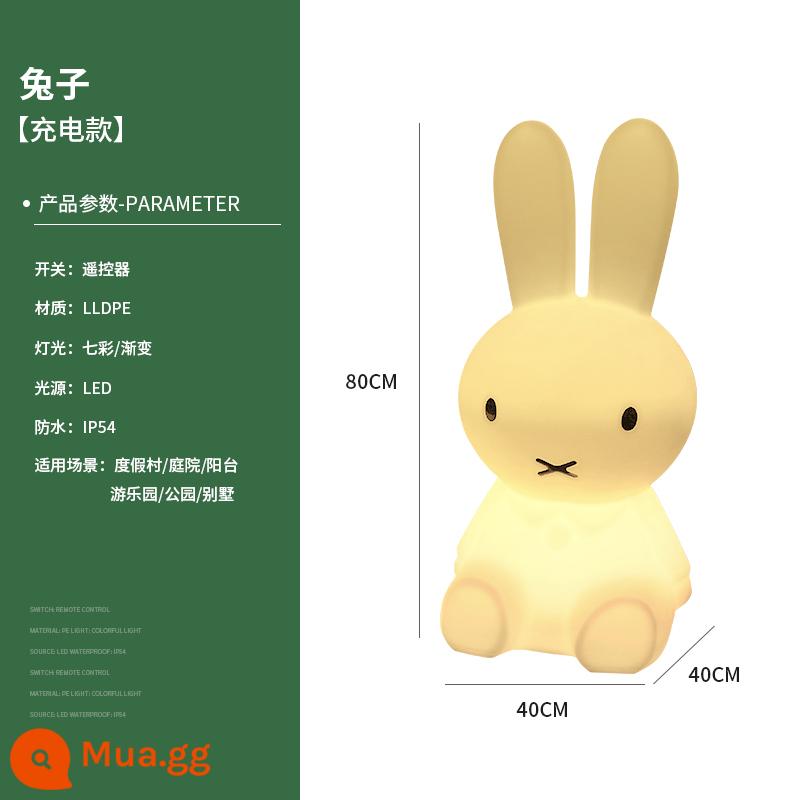 Solar Solar Outdo Glowing Rabbit Light Courtyard Cảnh Villa Vườn Bố cục Hộ gia đình Động vật hoạt hình trang trí Động vật hoạt hình - [Mẫu sạc] 80CM