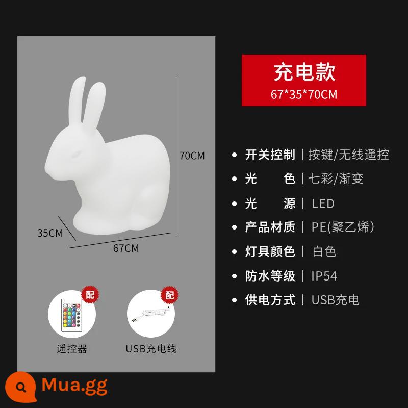 Solar Solar Outdo Glowing Rabbit Light Courtyard Cảnh Villa Vườn Bố cục Hộ gia đình Động vật hoạt hình trang trí Động vật hoạt hình - 67*35*70CM/mẫu có thể sạc lại