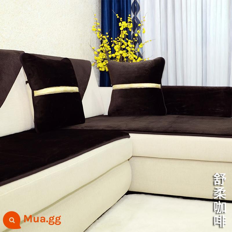 Sang Trọng Ghế Sofa Đệm Phong Cách Mùa Đông Da Chống Trơn Trượt Đệm Mùa Đông Dày Đệm Gỗ Cao Cấp Nhẹ Phong Cách Sang Trọng - Cà phê Shurou