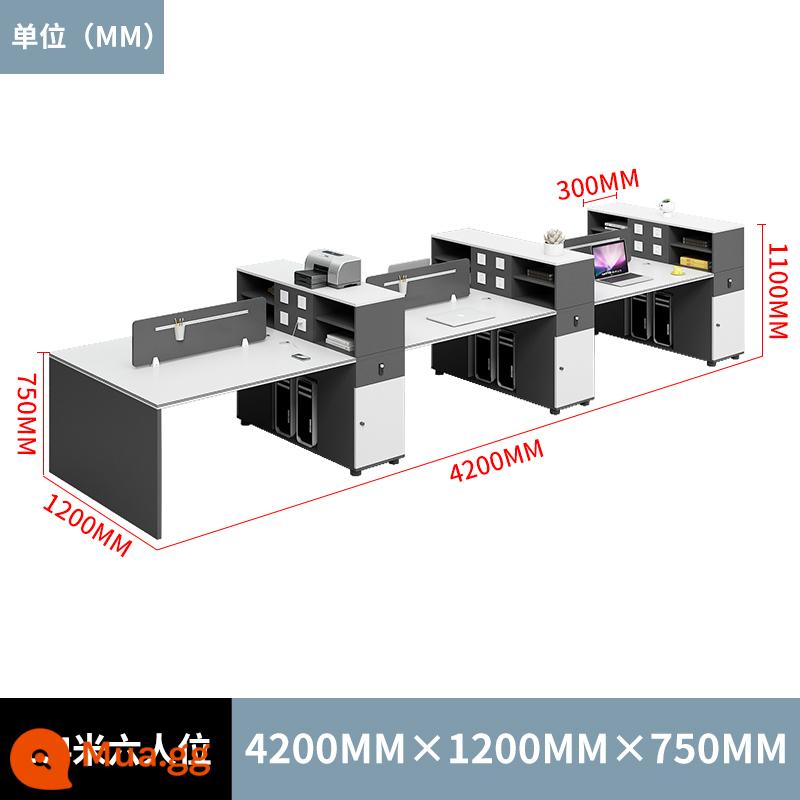 Bàn ghế nhân viên hiện đại đơn giản kết hợp 4 cặp 6 người nhân viên văn phòng tài chính bàn máy tính thẻ ghế trạm - 4.2 mét sáu người