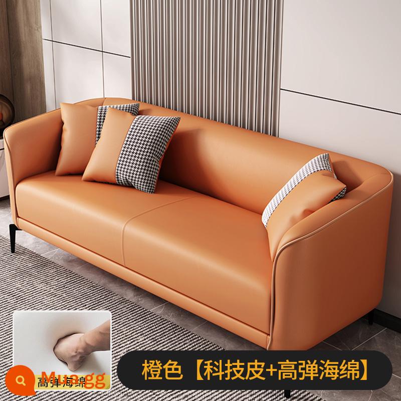 Sofa căn hộ nhỏ phòng khách đơn giản Internet người nổi tiếng đôi ba người căn hộ cho thuê phòng cửa hàng quần áo thẩm mỹ viện công nghệ vải - Cam <Da công nghệ> Xốp đàn hồi cao