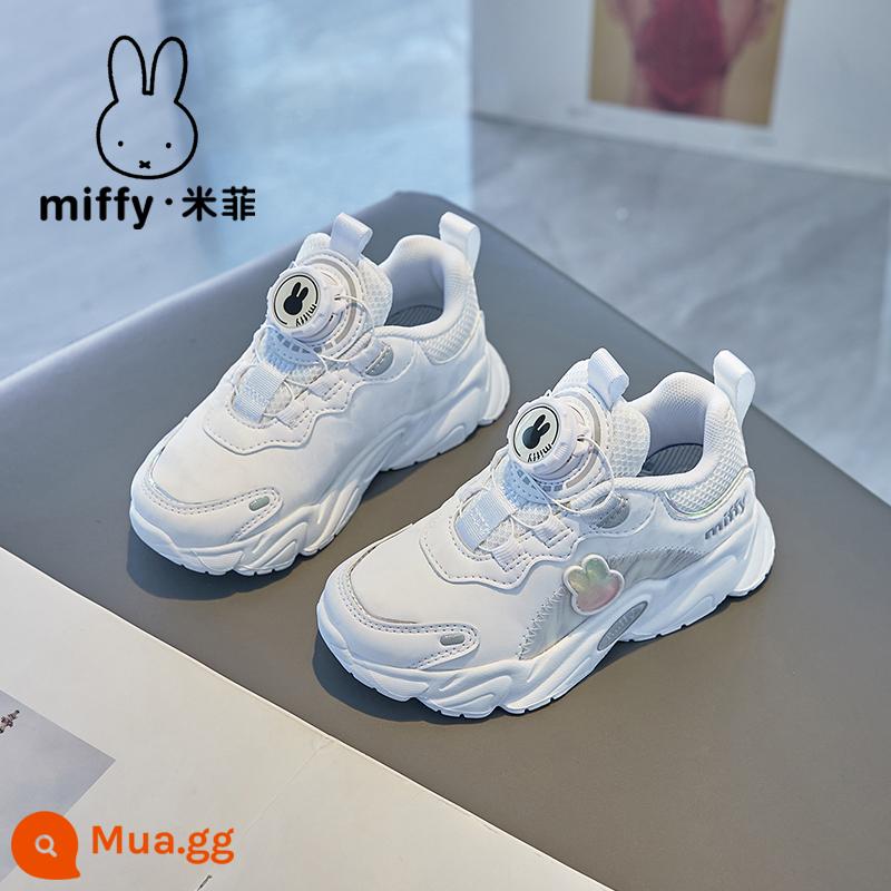 Giày trẻ em Miffy Miffy giày thể thao trẻ em chống sốc 2022 thu đông bé gái mới cộng với giày chạy bộ thường ngày bằng nhung - Pha lê trắng