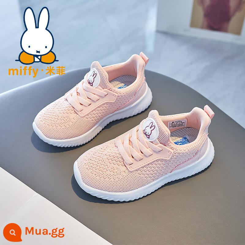 Giày bé gái Miffy Miffy mùa xuân và mùa thu 2023 trẻ em mới giày lưới thoáng khí cho bé gái giày chạy bộ thường ngày - Màu Hồng Sakura (Phiên bản 2.0)