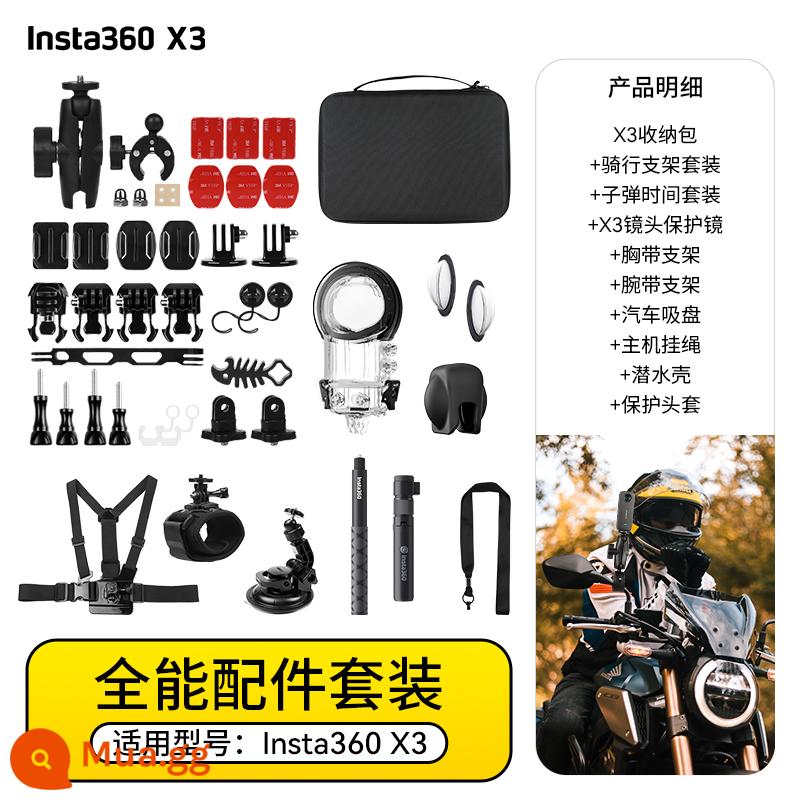 Phụ kiện máy ảnh chuyển động toàn cảnh Insta360 X3 Cưỡi trượt tuyết Lặn Giá đỡ đầu máy - Bộ phụ kiện toàn diện X3