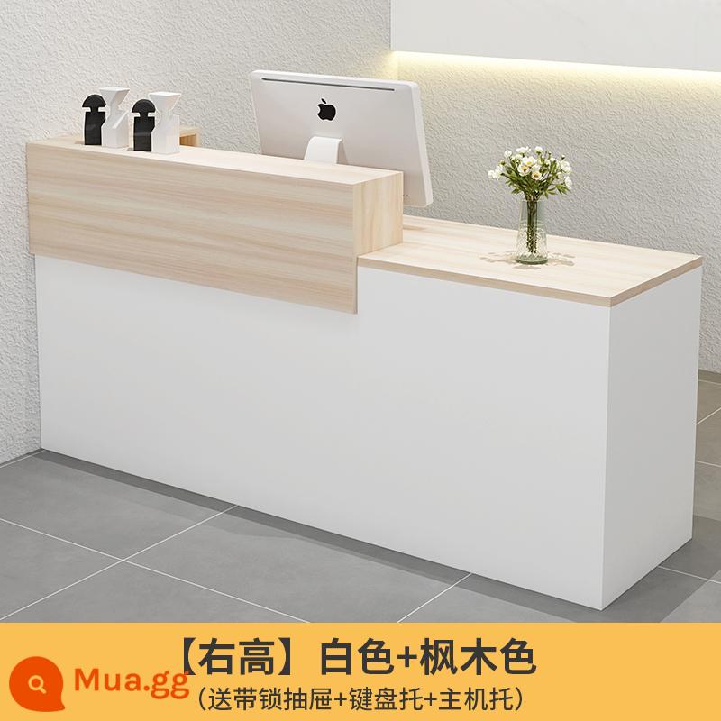 Quầy tính tiền quầy bar cửa hàng nhỏ cửa hàng quần áo cửa hàng tiện lợi thẩm mỹ viện bàn thu ngân quầy lễ tân công ty - Trắng + Phong trắng (phía trên bên phải)