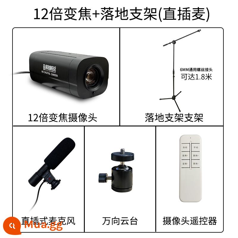 Yilianrui lấy nét tự động điều khiển từ xa zoom độ nét cao làm đẹp USB máy tính để bàn máy tính xách tay với máy ảnh giảng dạy thư pháp hội nghị truyền hình Màn hình dọc Taobao Douyin màn hình xanh với hàng hóa thiết bị phát sóng trực tiếp - Thu phóng 12x + micrô trực tiếp (giá đỡ trên sàn)