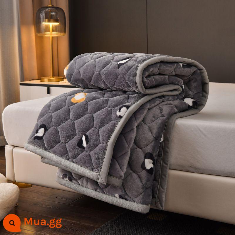 Mùa đông sữa nhung đệm lót dày ấm flannel đệm nhung san hô ký túc xá giường đơn chăn - báo màu xám