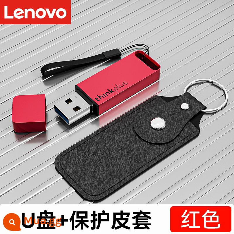 Ổ Đĩa Flash Lenovo 128G Chính Hãng ThinkplusUSB Đèn LED Máy Tính Văn Phòng Dung Lượng Lớn Usb Chuyên Dụng Chính Thức Hàng Đầu Store - Đĩa U [đỏ] + bao da bảo vệ