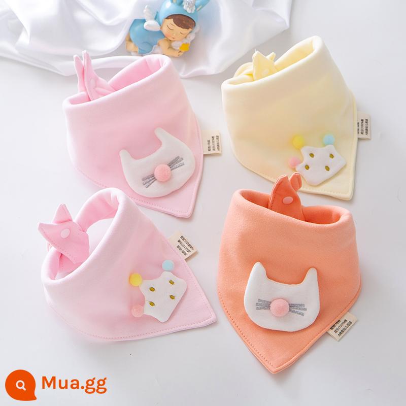 Bé nước bọt khăn nguyên chất yếm cotton sơ sinh chống nôn sữa yếm trẻ em khăn choàng nước bọt bé tam giác khăn mùa thu đông - Pink Princess (Nâng cấp kiểu siêu mềm - Thêm phụ kiện) 4 Gói