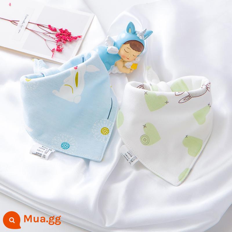 Bé nước bọt khăn nguyên chất yếm cotton sơ sinh chống nôn sữa yếm trẻ em khăn choàng nước bọt bé tam giác khăn mùa thu đông - Thỏ Yêu Dễ Thương (Cotton Nguyên Chất) 2 Gói